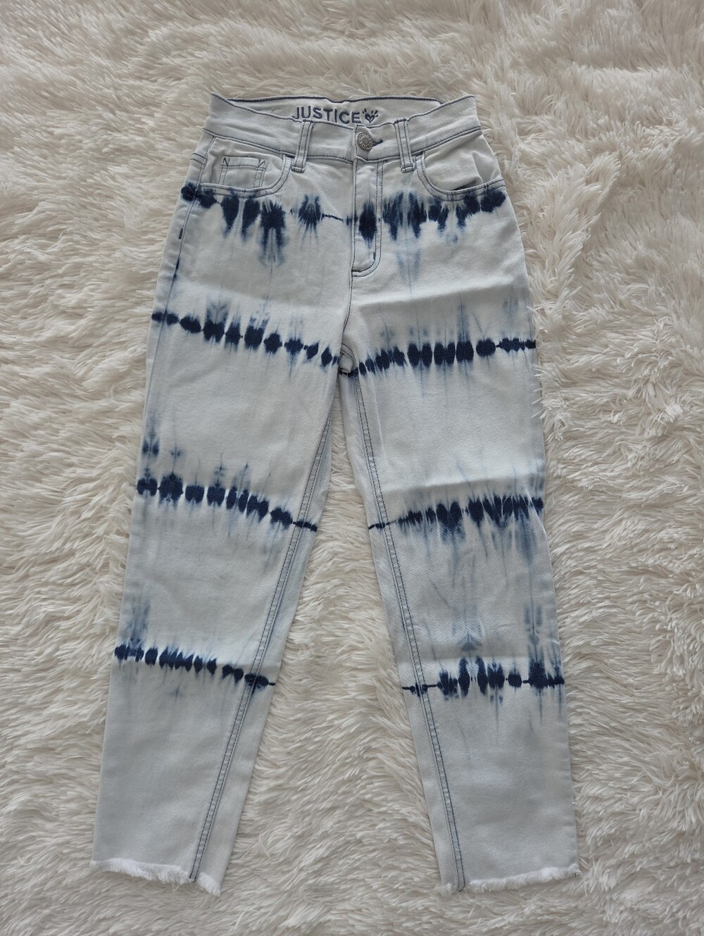 Justice Mini Mom Jeans Tie Dye Stripe Girls Size 12 Slim